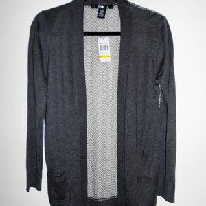 89th & Madison Chiffon Back Women's Cardigan Smoke Heather Size M